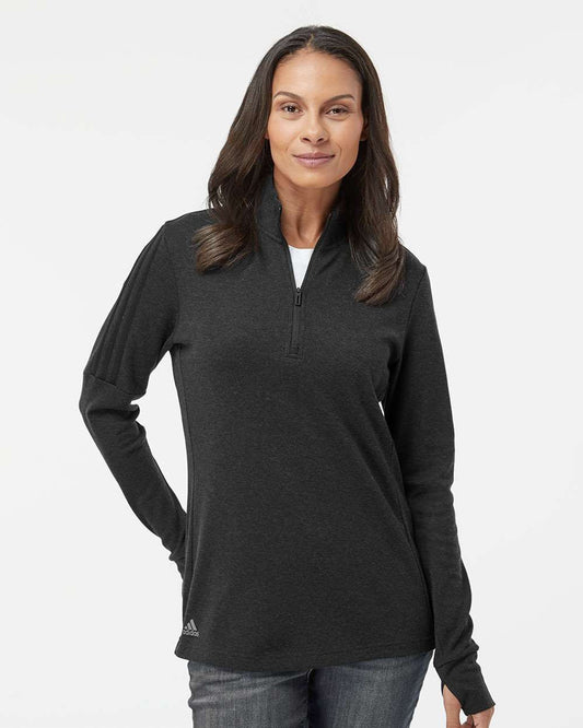 Custom Adidas Women's 3-Stripes Quarter-Zip Sweater