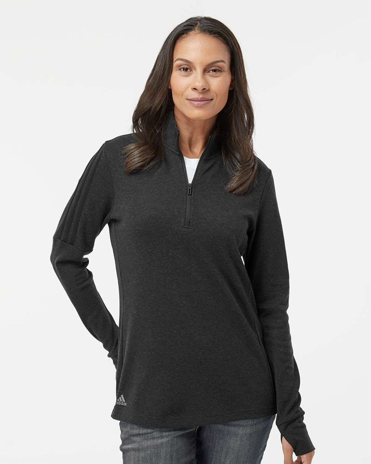 Custom Adidas Women's 3-Stripes Quarter-Zip Sweater
