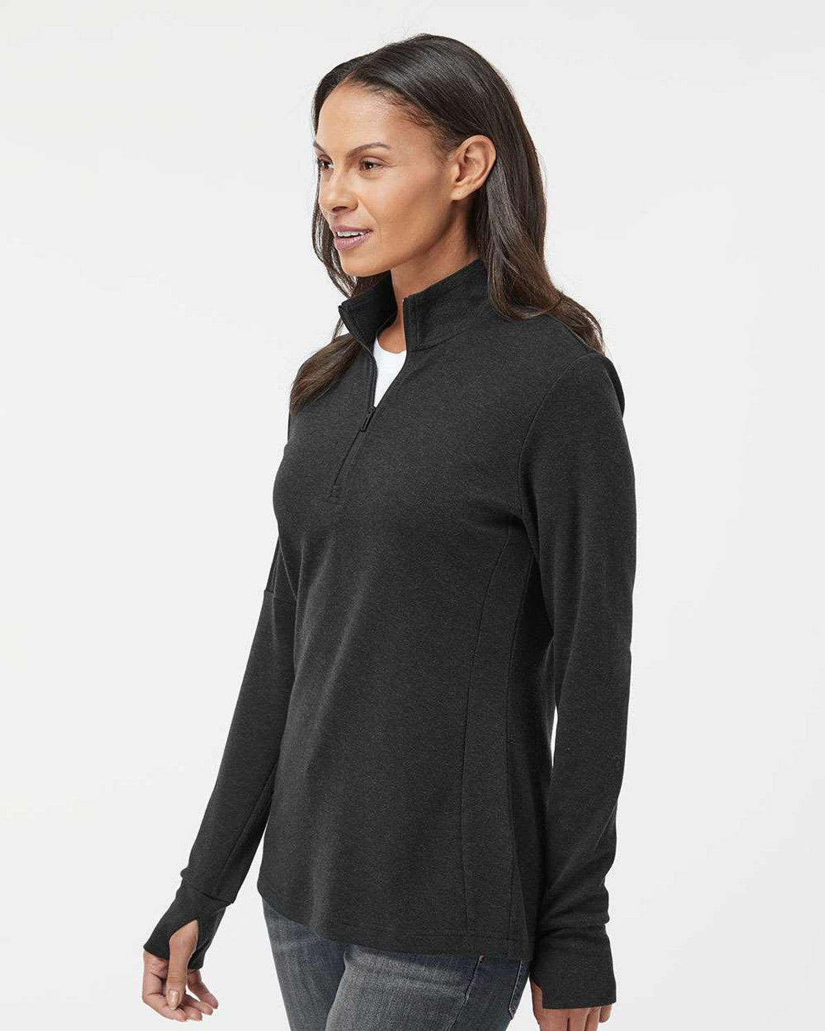 Custom Adidas Women's 3-Stripes Quarter-Zip Sweater