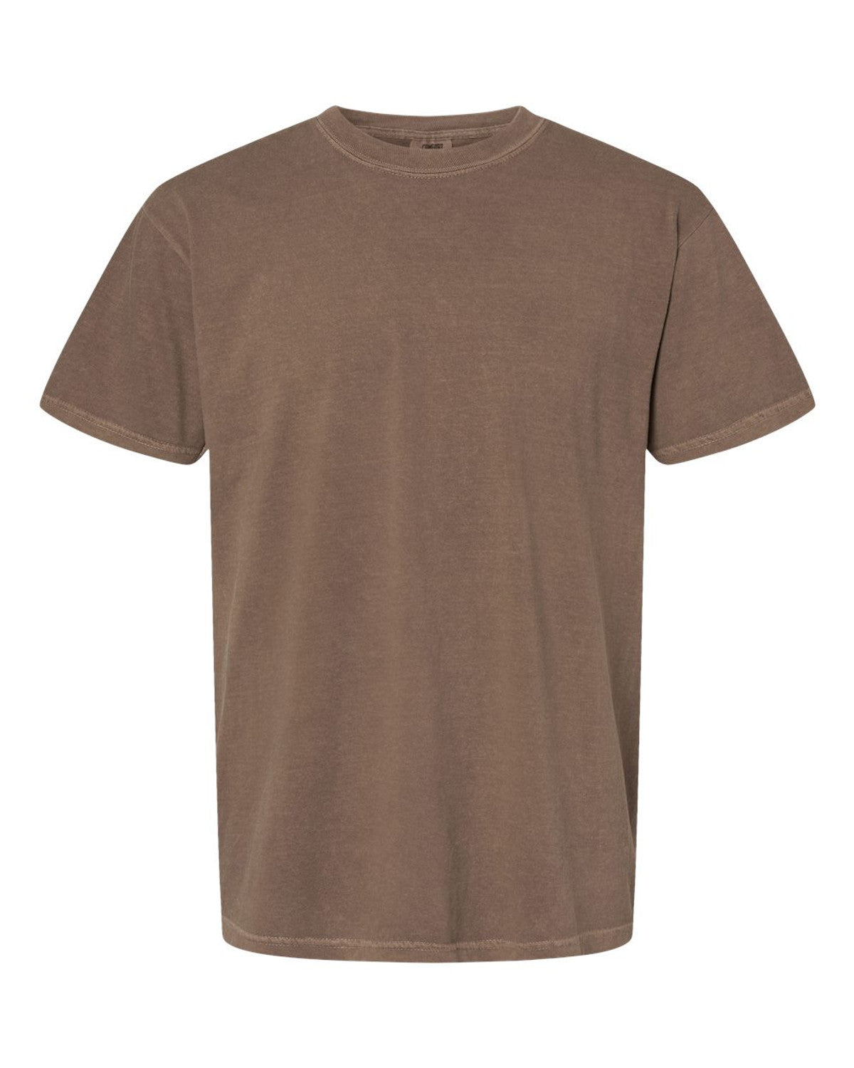 Custom embroidery brown t-shirt on a white background