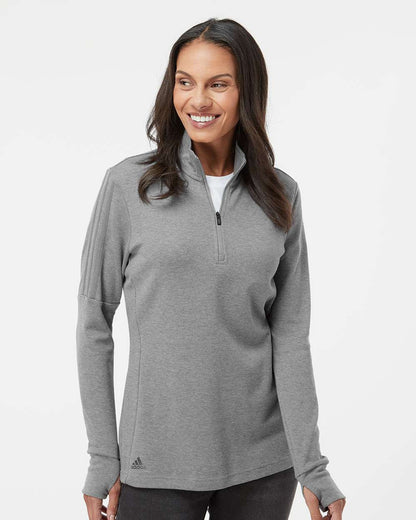 Custom Adidas Women's 3-Stripes Quarter-Zip Sweater