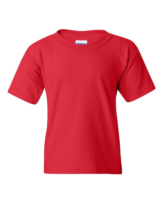 Red t-shirt for custom DTF printing on a white background