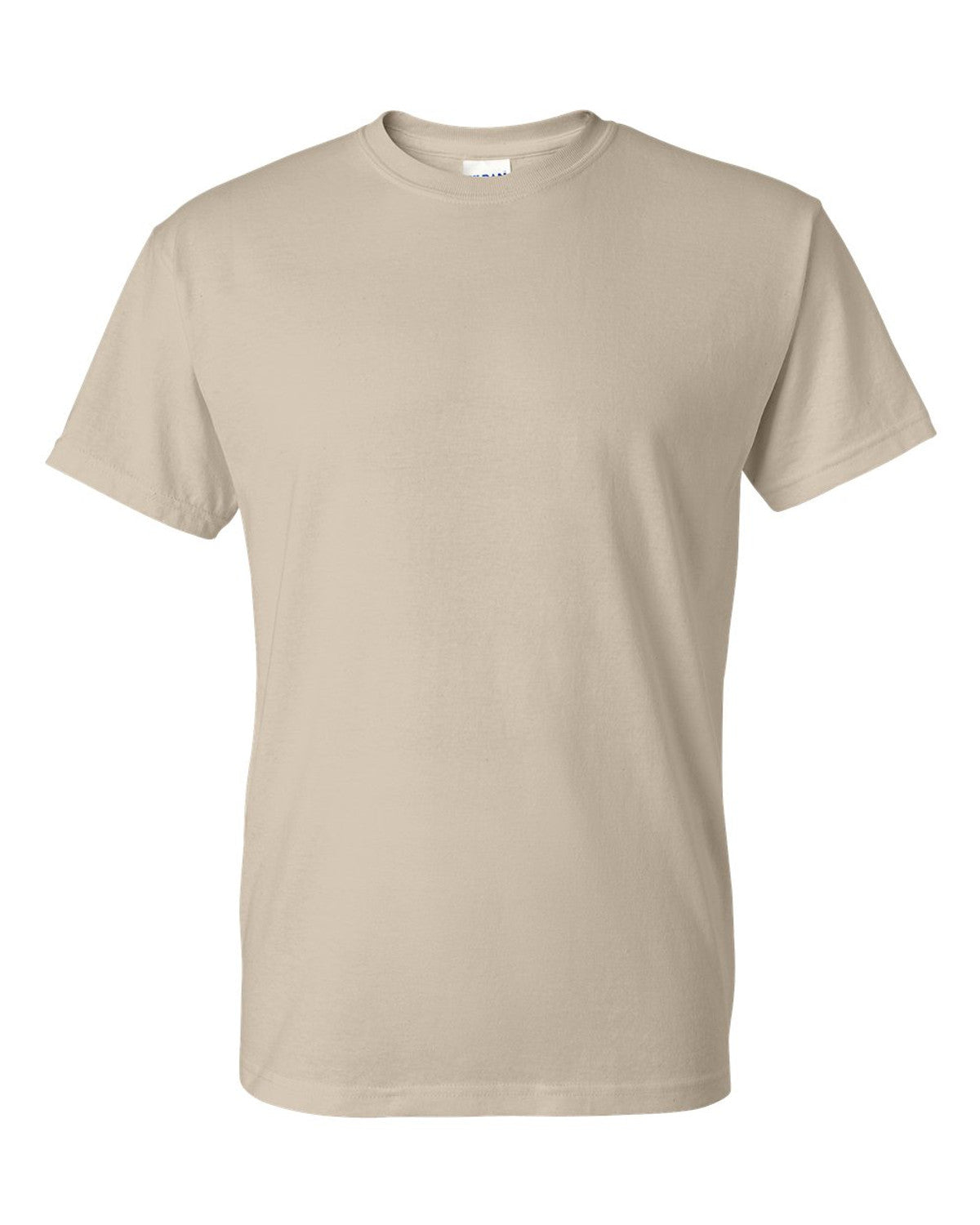 Custom DTF printing beige t-shirt on a white background